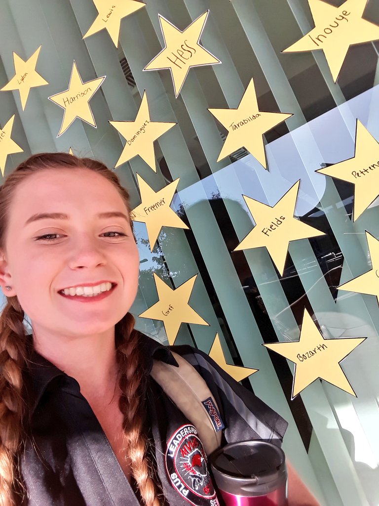 HannahNTudor's tweet photo. Today for #ICANHELP AND #skoolLive. Our biggest stars were posted around campus. Mrs.Barr shines bright always bringing energy to my class! https://t.co/Makat9tyXm