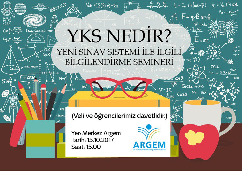 Argemgenclik's tweet photo. Yeni sınav sistemi ile ilgili bilgilendirme ve #YKS nedir konulu seminerimize davetlisiniz.
🏢Merkez #Argem
📅15.10.2017
⏰15.00 https://t.co/tn2NeFI2RW
