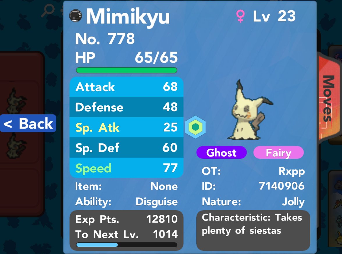 RxppRay's tweet photo. GIVEAWAY! 8 5x31 EV trained jolly Mimikyus! Retweet to enter, winners will be picked within the next few days. 😉😆 https://t.co/Qirk0TbHt3
