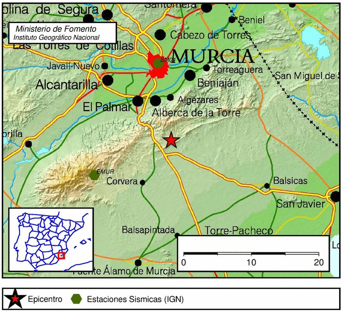 Terremoto  en Murcia (Murcia) a las 08:59, magnitud 2.7.