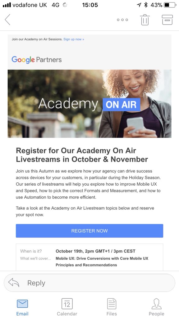 I’ve registered for #GooglePartners #AcademyOnAir have you? #marketing #digitalmarketing #marketingtips