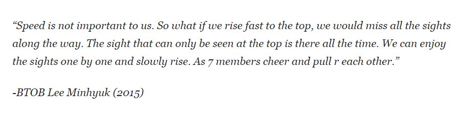 Lee Minhyuk's interview about BTOB reaching the top.