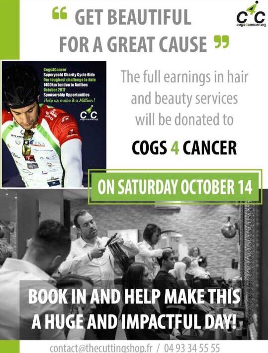 #TheCuttingShop are donating all proceeds today to #C4C! Get pampered for the After Party tonight!