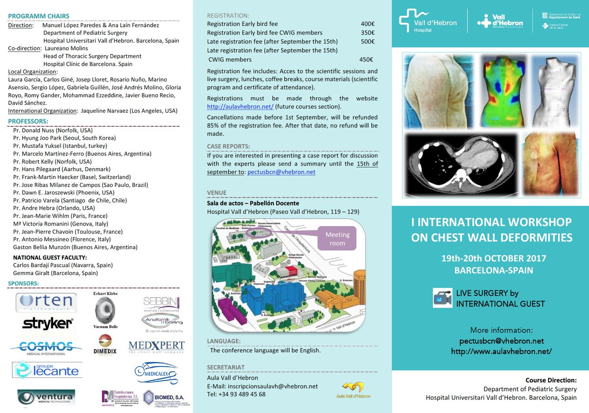 wall_chest's tweet photo. One week left for the event! Come! Cheepest location rates ever in BCN!
#chest #pectus #pedsurg #thorax https://t.co/RF56PFkR0G
