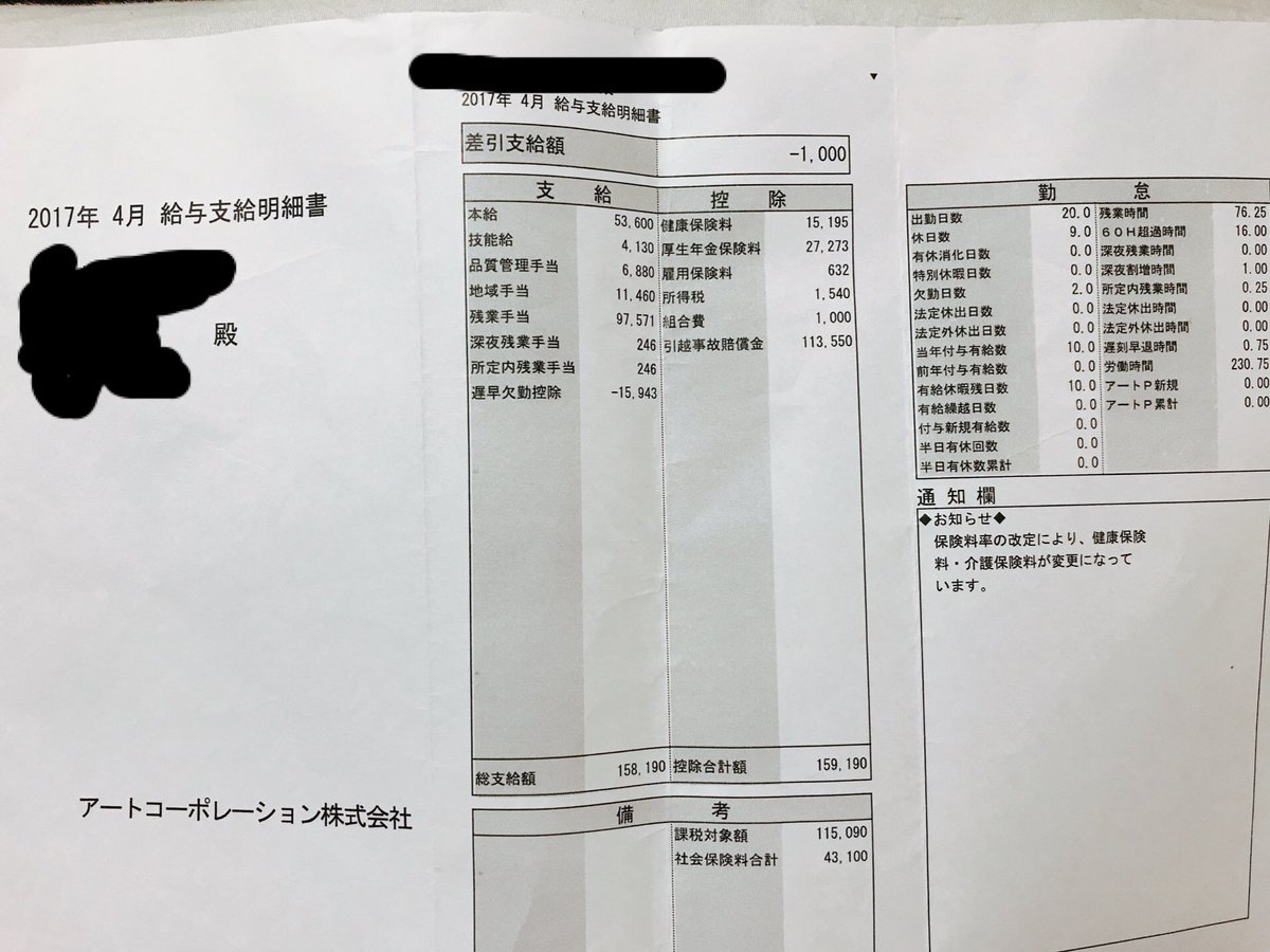 あの引っ越し業者が超絶ブラックだった 提示された給与明細に驚愕 震撼のtl えっ こわ これは 酷いわ Togetter