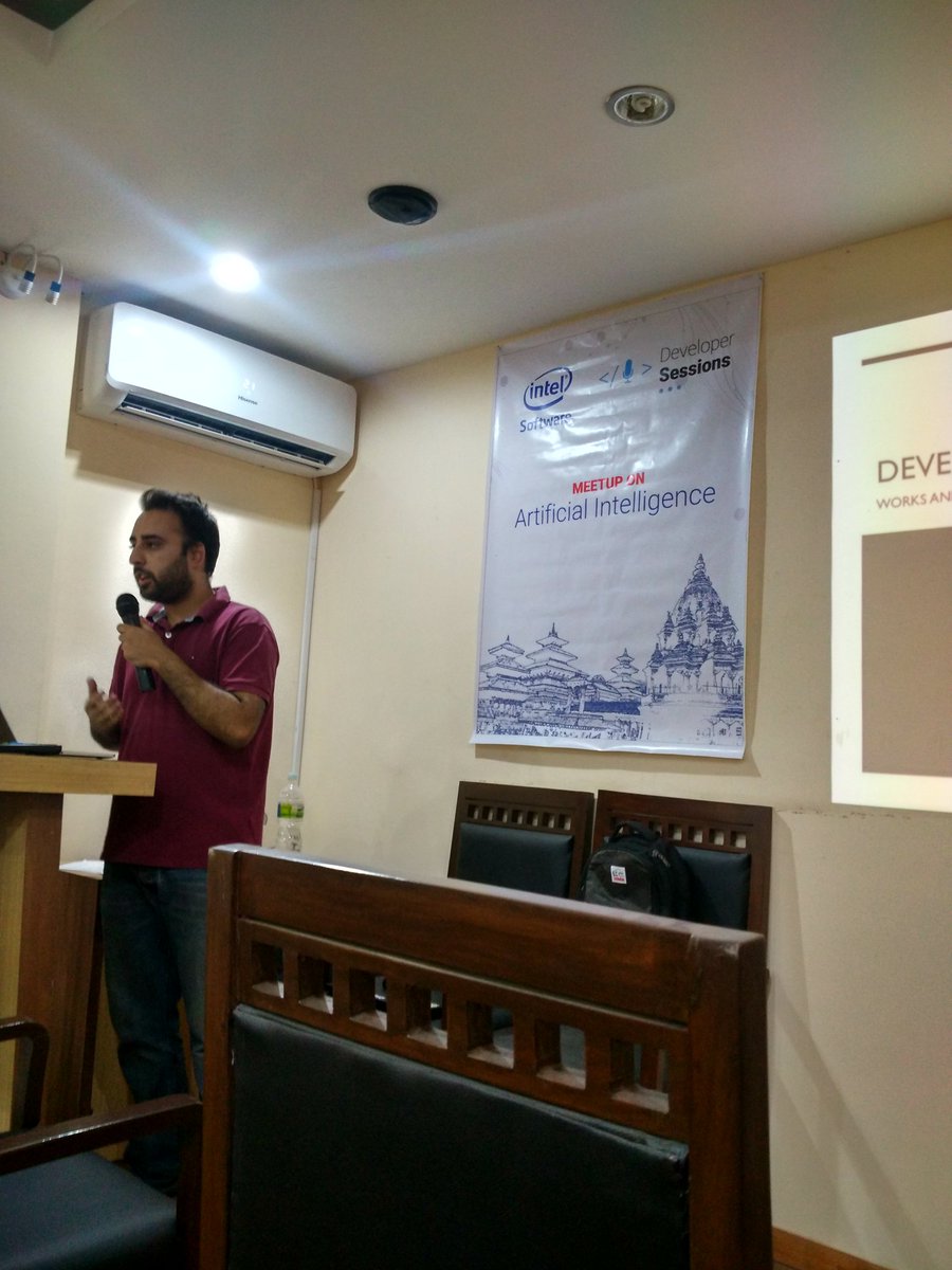 josisusan's tweet photo. Artificial Intelligence Meetup @KshitizRimal #meetup #nepal #developerSessions https://t.co/VHgOiF8R8Q