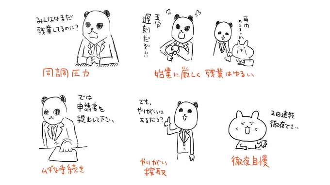 日本企業に勤めるパンダのLINEスタンプ今の所の案まとめ
こんなのどう!?っていう案がもしあったら教えてください! 