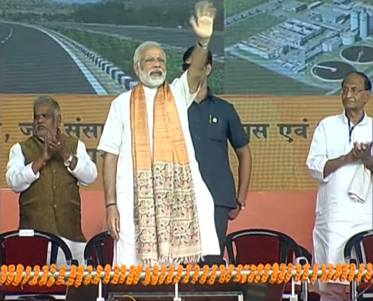 BJP4India's tweet photo. PM Shri @narendramodi to lay foundation stone of projects under Namami Gange &amp; National Highway in Bihar. LIVE at https://t.co/jtwD1yPhm4 https://t.co/XbVVIdVAAI