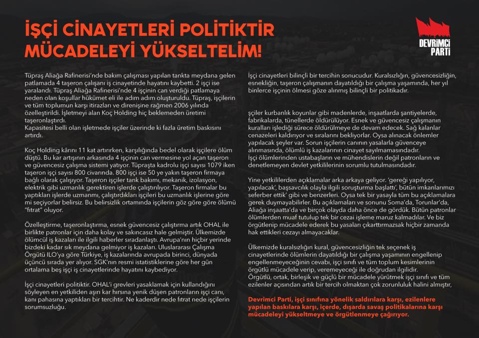 iscimeclisi1's tweet photo. işçi cinayetleri politiktir. bu politikayı işçi sınıfına uygulayanlara karşı örgütlenip mücadeleyi yükseltelim! https://t.co/T8SdD0DLqy