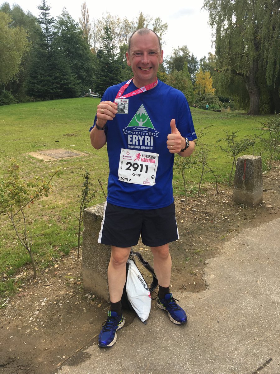 Yorkshire Marathon done ! 4:23:03 and a great run considering lack of training. Raised £522 for The Brain Tumour Charity was more important😄