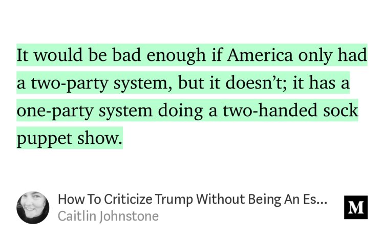 buzzmediadotnet's tweet photo. “How To Criticize Trump Without Being An Establishment Hack” — Caitlin Johnstone https://t.co/bq5SgN6AXP https://t.co/rqNqLFqp0S