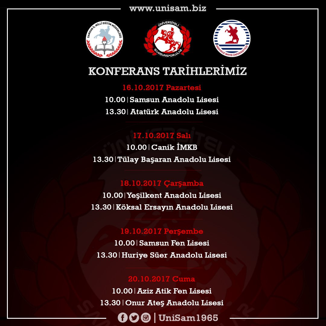 Bu yıl 2.sini düzenleyeceğimiz Liselere Konferans Projesi kapsamında gideceğimiz okullar ve tarihleri