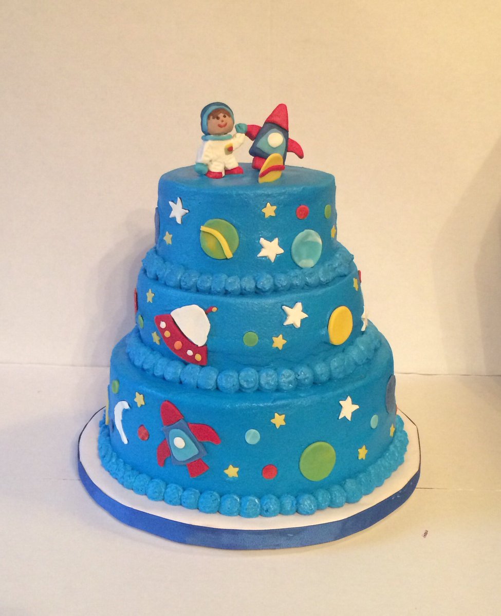 space themed baby shower cake