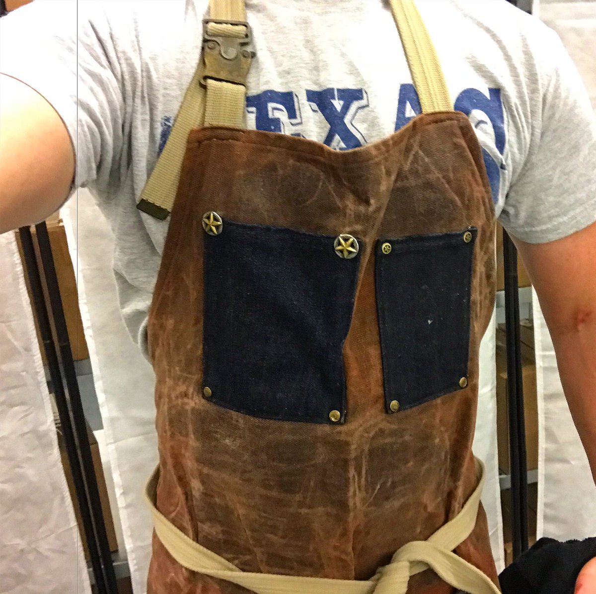 BillyFranksCoUk's tweet photo. Not just reppin #texas today @maltbystmarket but also my @RockaPinny custom apron!!! https://t.co/KPCVN0H6nk