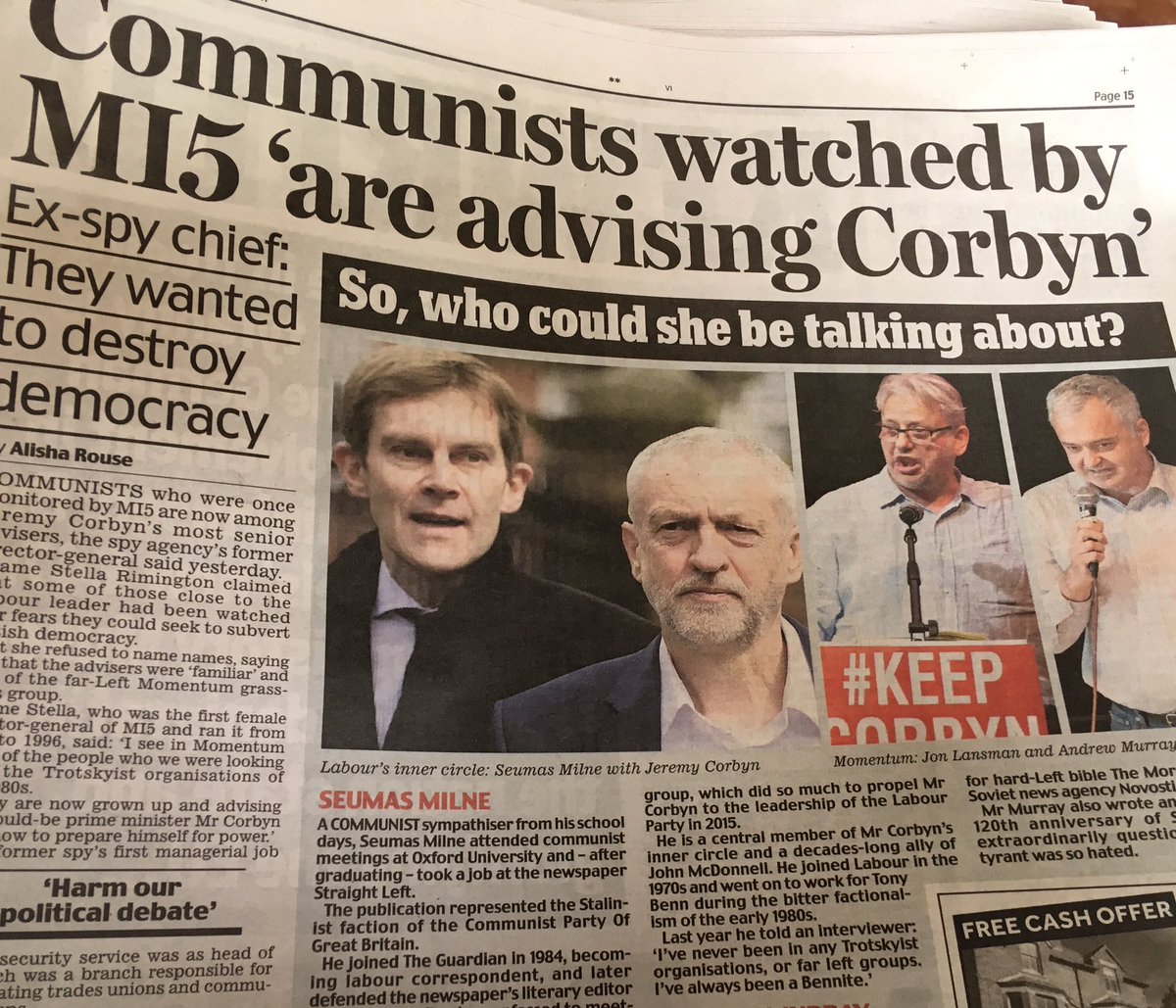 geoffreyMyers1's tweet photo. Dame Stella Rimmington previous head of MI5 says Communists previously watched by MI5 now advising Corbyn #enemiesofstate #Communists https://t.co/Q1qYKXgI0z