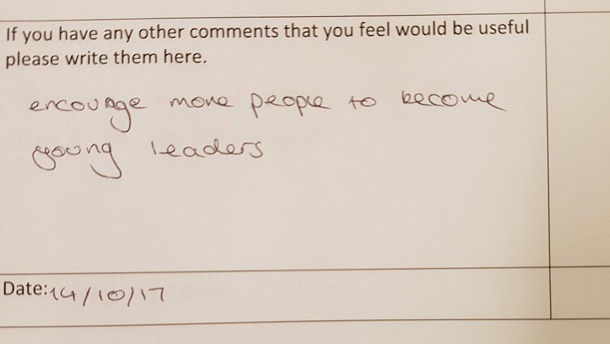 DescSenlac's tweet photo. Young Leader training form feedback! #YouthLead #GreatBunch #PleasureToWorkWith @ESussexScouts @dcsenlac @Jodie_CYC https://t.co/LjcqpfDPgr