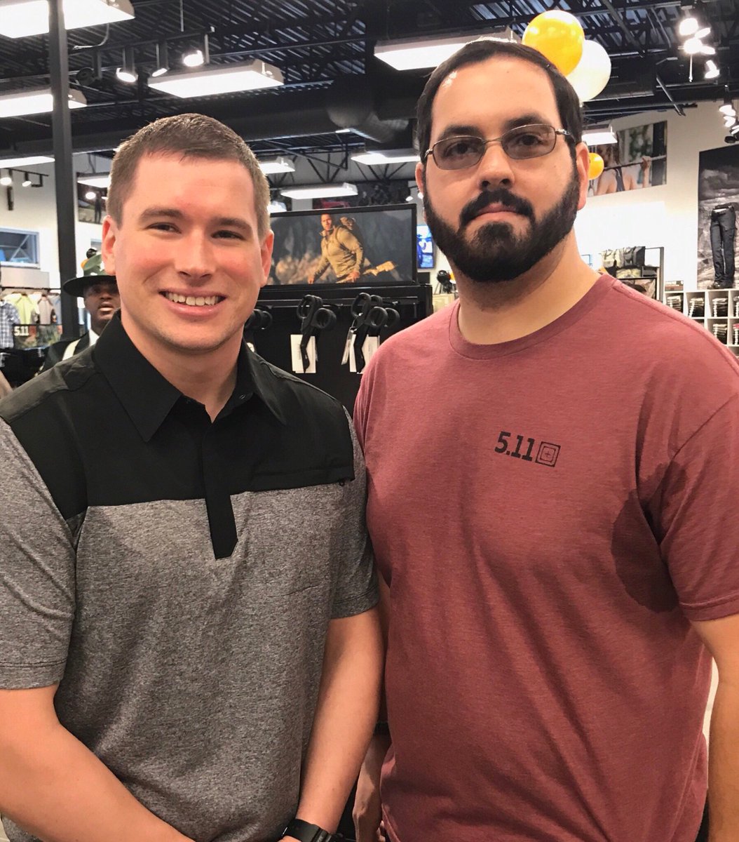 MOH recipient Kyle White and <a href="/511Tactical/">5.11</a> Charlotte location manager Joe Maldoano celebrate the grand opening of 5.11’s newest store.