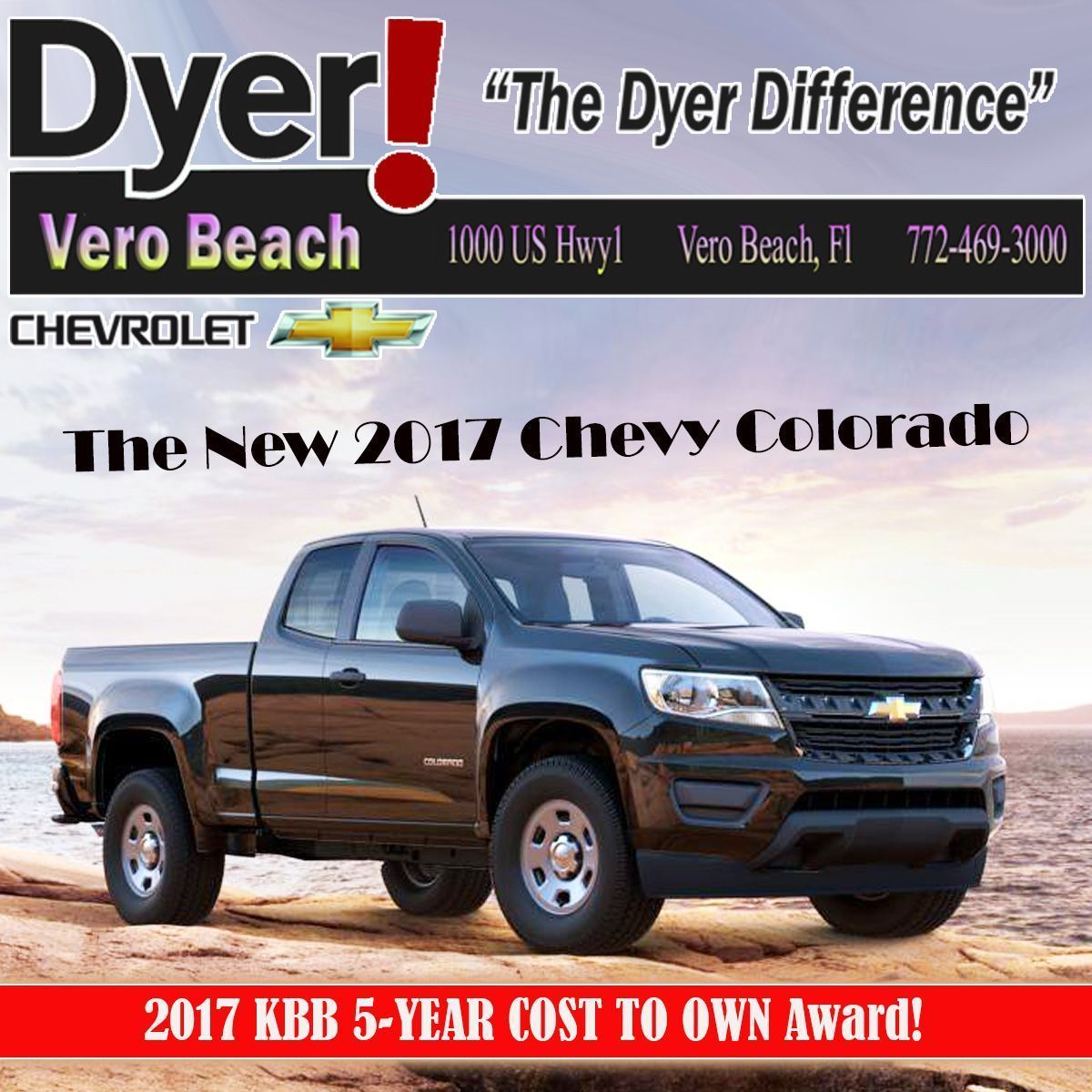 The New 2017 Chevy Colorado earns 2017 KBB 5-YEAR COST TO OWN Award!  buff.ly/2kzQxD5 #DyerChevyVeroBeach #DyerAutoGroup
