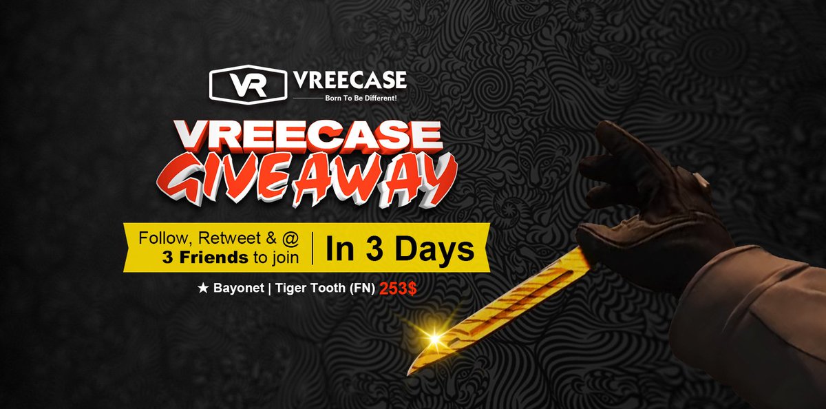 #Vreecase (Dreamcomestrue) Tiger Knife!
★ Bayonet|Tiger Tooth(FN) 253$ In 3Days
✅🕺goo.gl/giu8Si
🔑🕺RT &amp; Follow &amp; <a href="/3/">Blair</a> Friends to join