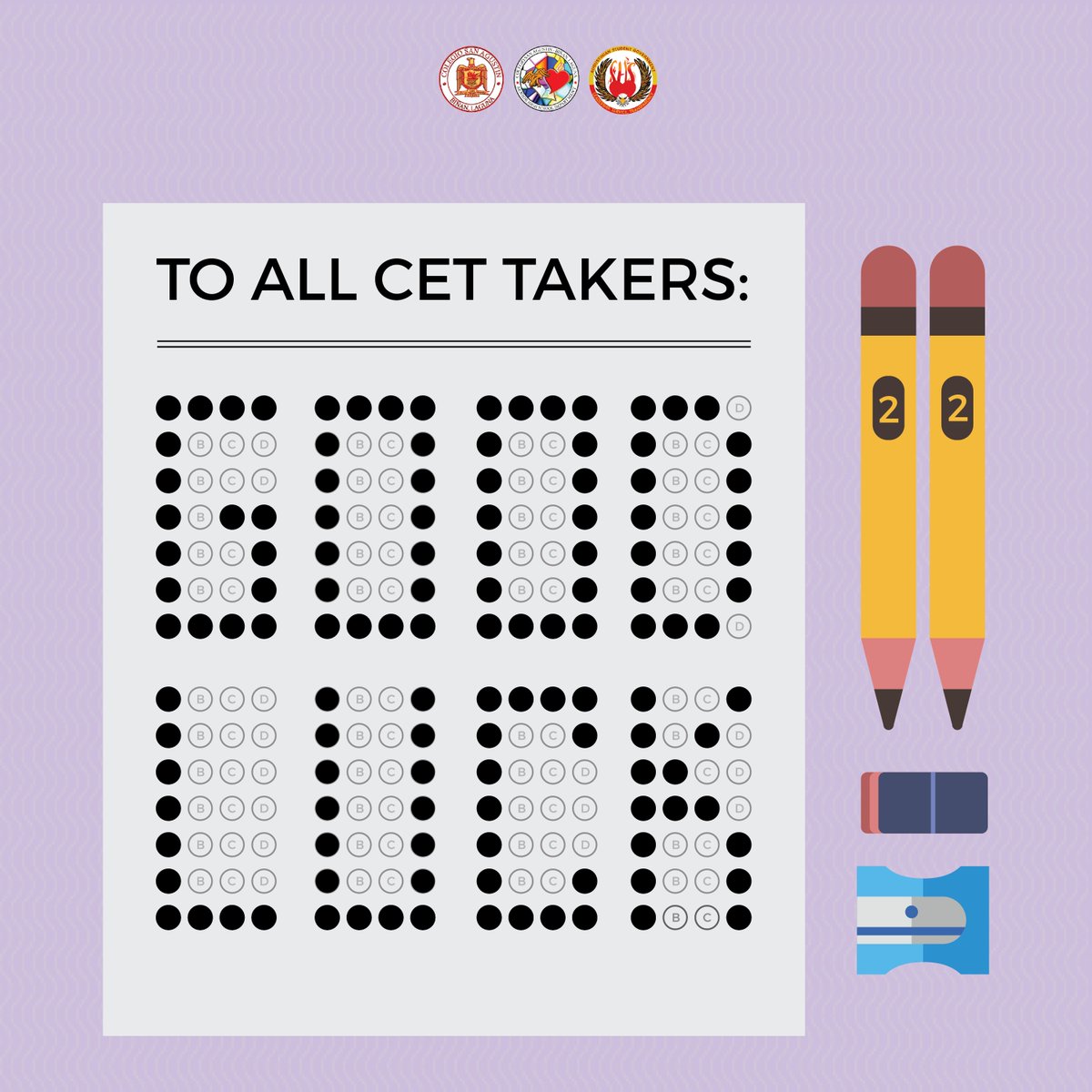 CSAASG's tweet photo. Good luck, all CET takers! Don't forget all the test essentials including a good night's rest 📝 https://t.co/MyWPRzrerf
