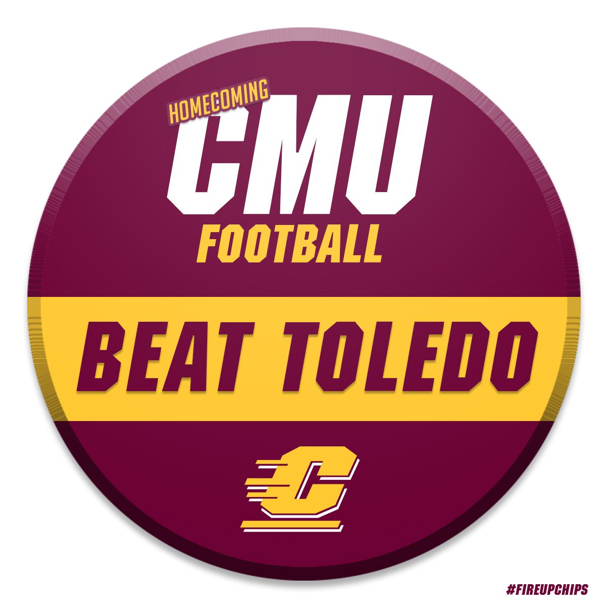 CMU_Football's tweet photo. Wake up Mount Pleasant, it's HOMECOMING! #BeatToledo #FireUpChips https://t.co/k9dSGwbfYz