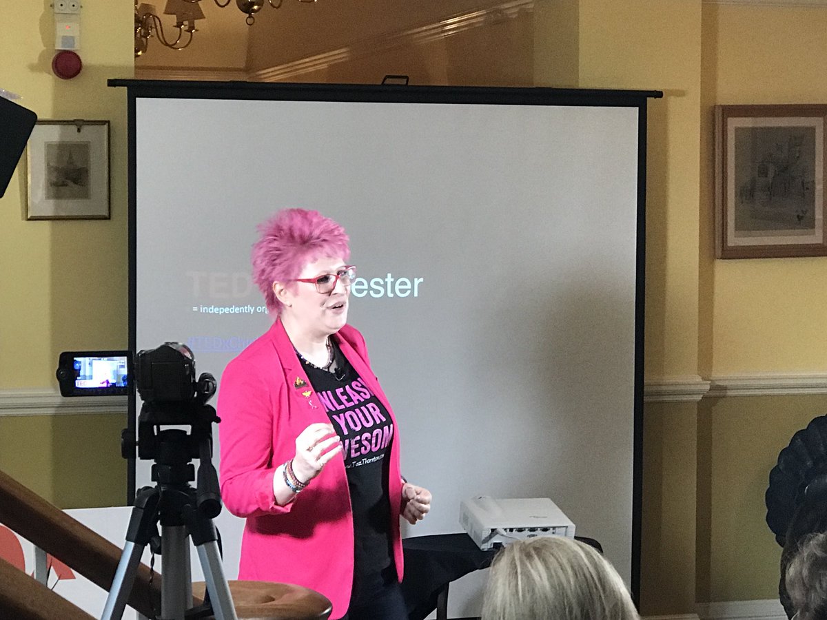 <a href="/TazThornton/">Taz Thornton 🏳️‍🌈📚🎙🖋🎯🔥</a> is sharing why things might look good on paper or you might have the best job ever but that still doesn’t always bring you happiness. 
It took a breakdown to move forward.

Brave, confident and empowering Taz is really inspirational. #TedxChichester2017