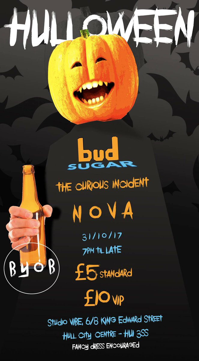 Bud_Sugar's tweet photo. Don't miss out on the best party in Hull, bud sugars Halloween bash!
#Hulloween #budbash https://t.co/ck2gepDGrj