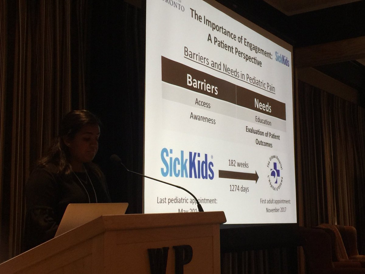 NoNeedlessPain's tweet photo. Shocking transition gaps between pediatric to adult pain service. This teen speaking at #ifpp2017 had to wait 1274 for her appointment https://t.co/FCtajWBvAi