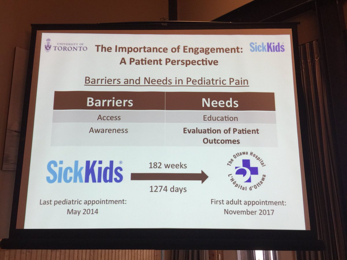 NoNeedlessPain's tweet photo. Shocking transition gaps between pediatric to adult pain service. This teen speaking at #ifpp2017 had to wait 1274 for her appointment https://t.co/FCtajWBvAi