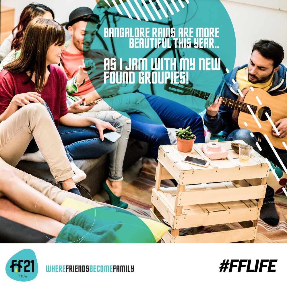 FF21India's tweet photo. There is no bad time for an improvised jam session with #friends. 
But the perfect time is when it rains cats and dogs! :')
#bangalorerains https://t.co/wiKsNWZvEH