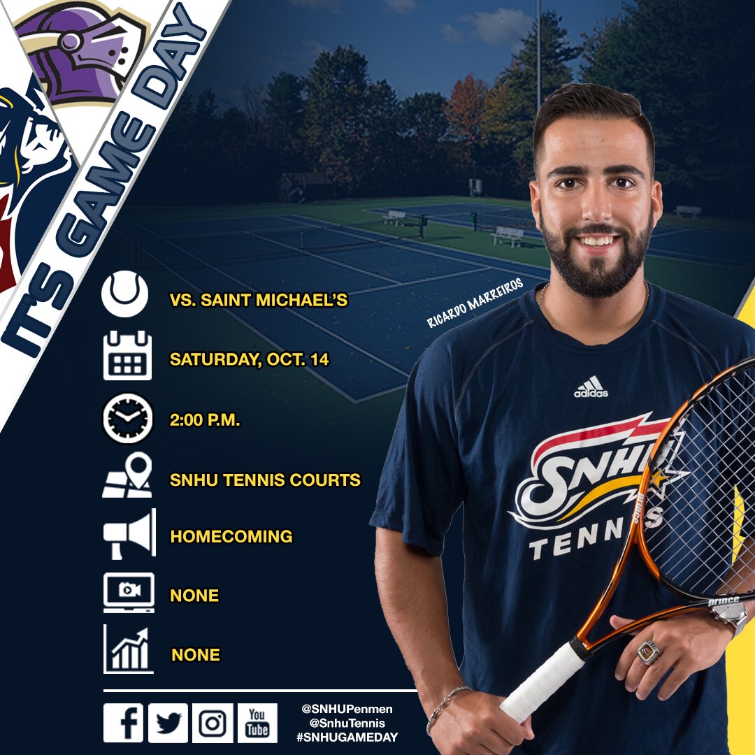 The <a href="/SnhuTennis/">SNHU Tennis</a> Men cap the action at the SNHU Tennis Courts at 2 #snhugameday #snhuhomecoming