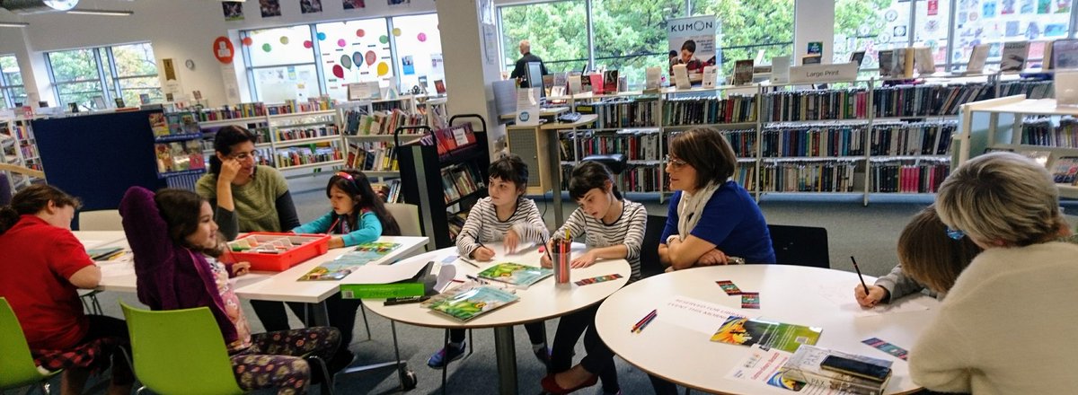 froggicorn's tweet image. A creative and industrious group at #urmstonlibrary this morning! #Froggicorn #mythicalbeasts #kidsworkshop #librariesweek