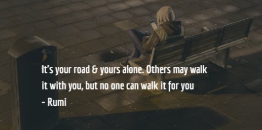 sajuks's tweet photo. It's your road &amp; yours alone. Others may walk it with you, but no one can walk it for you - Rumi #ThinkBIGSundayWithMarsha https://t.co/IM054O4Nd8