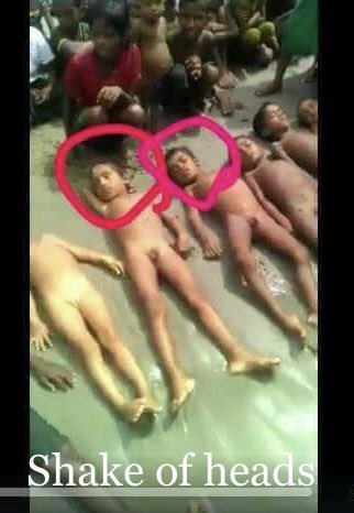 Pls watch  video care'ly.
You'll see D Bs acted by children shaked n opened eyes.
This's the fake video. #B'lis r lying to world in this way