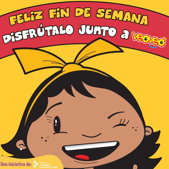 MundoVEOVEO's tweet photo. Niñas y niños #VeoVeo les desea un feliz fin de semana ¡Disfrútalo junto a toda tu familia! https://t.co/BGQKIYzbJj