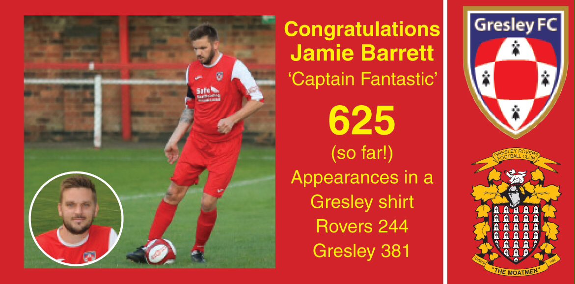 Congratulations to Baz on making the most appearances in a Gresley shirt today beating 'sir' Richard Wardle.