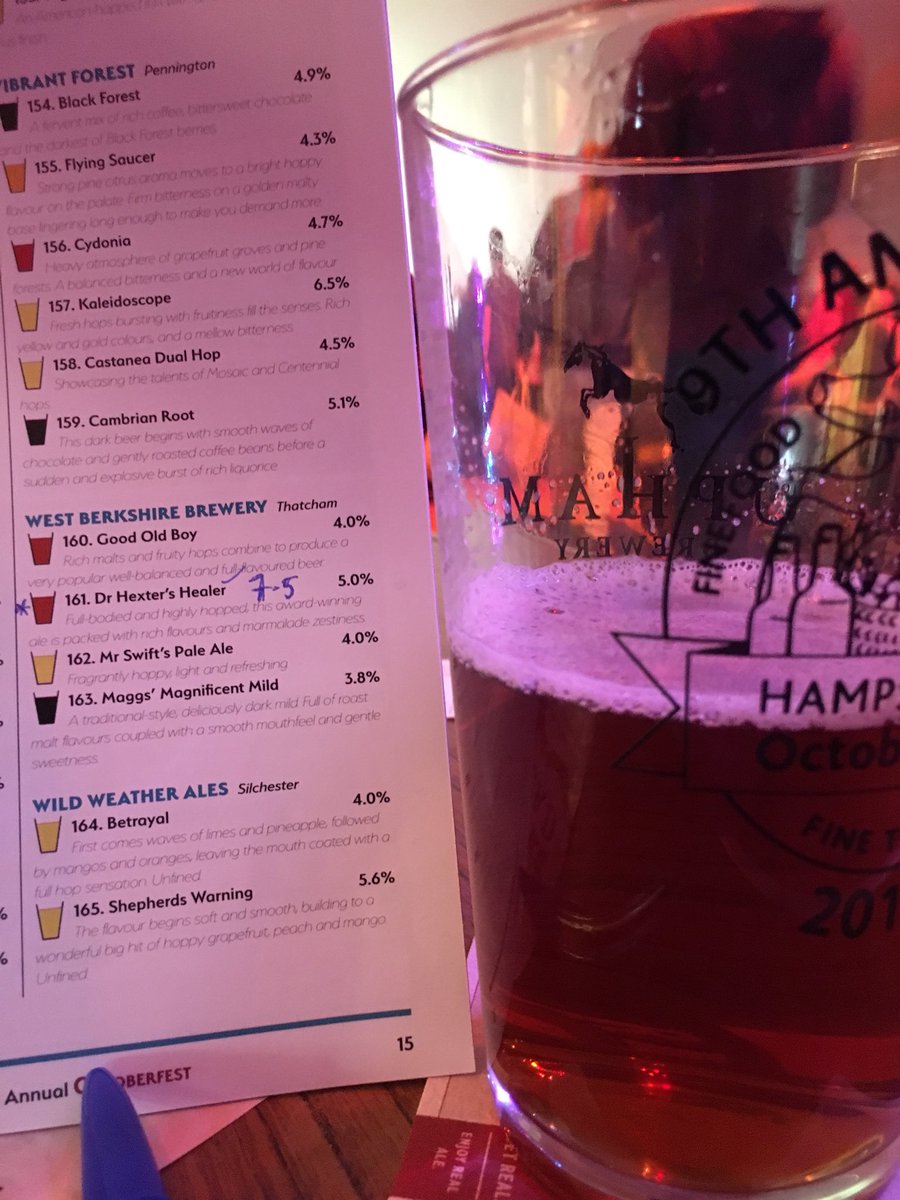 thebrewdaddies's tweet photo. DR hexter is healing me today 7.5/10 lovely beer @OctoberFest2017 by @westberksbrew they are opening a restaurant where’s our invite? https://t.co/8alKNtMZ2v