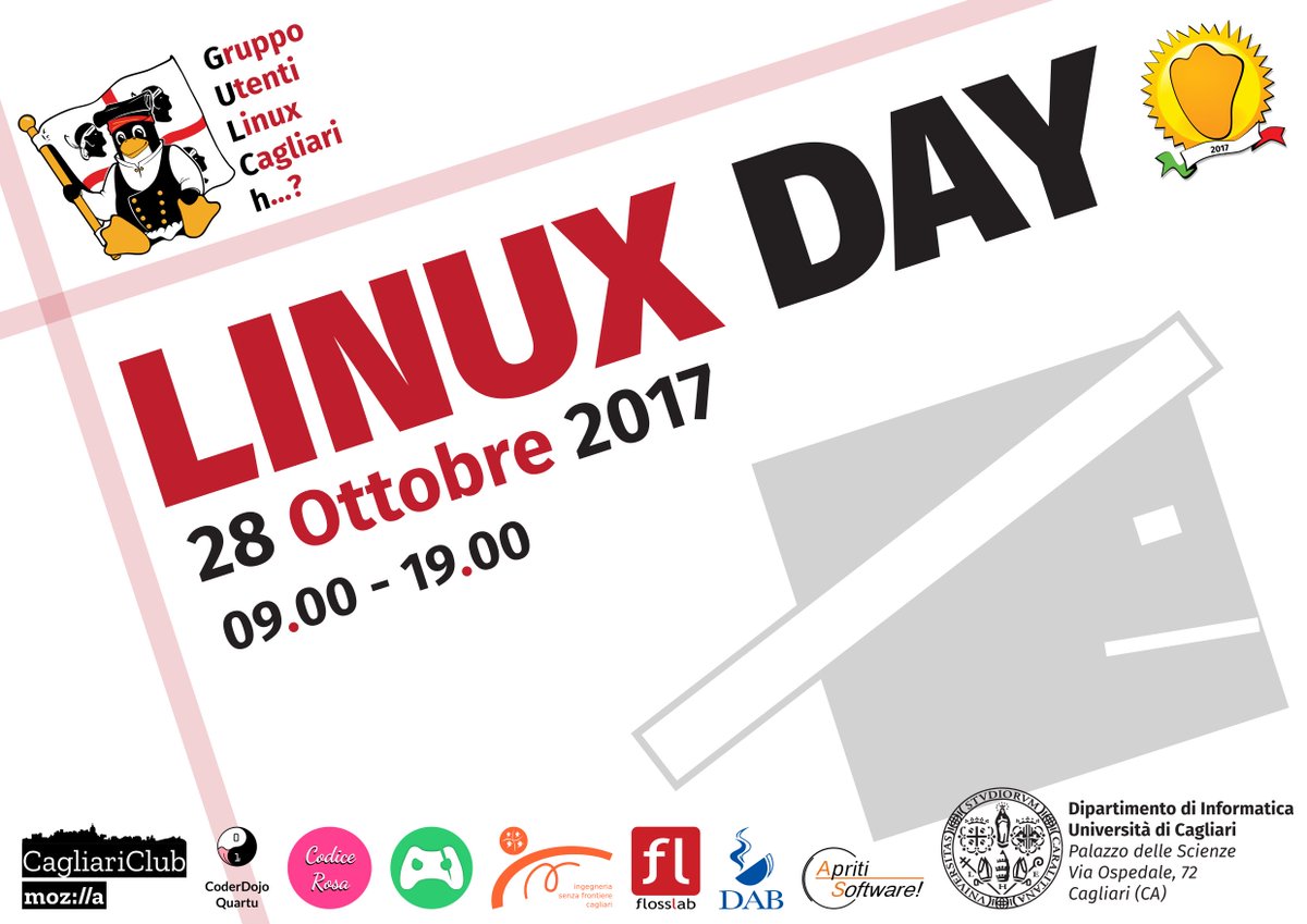 gulchLUG's tweet photo. Ed ecco il programma definitivo del #LinuxDay di #Cagliari! Vi aspettiamo!
https://t.co/tFadbUTSnq https://t.co/Z1hwsRzF3K