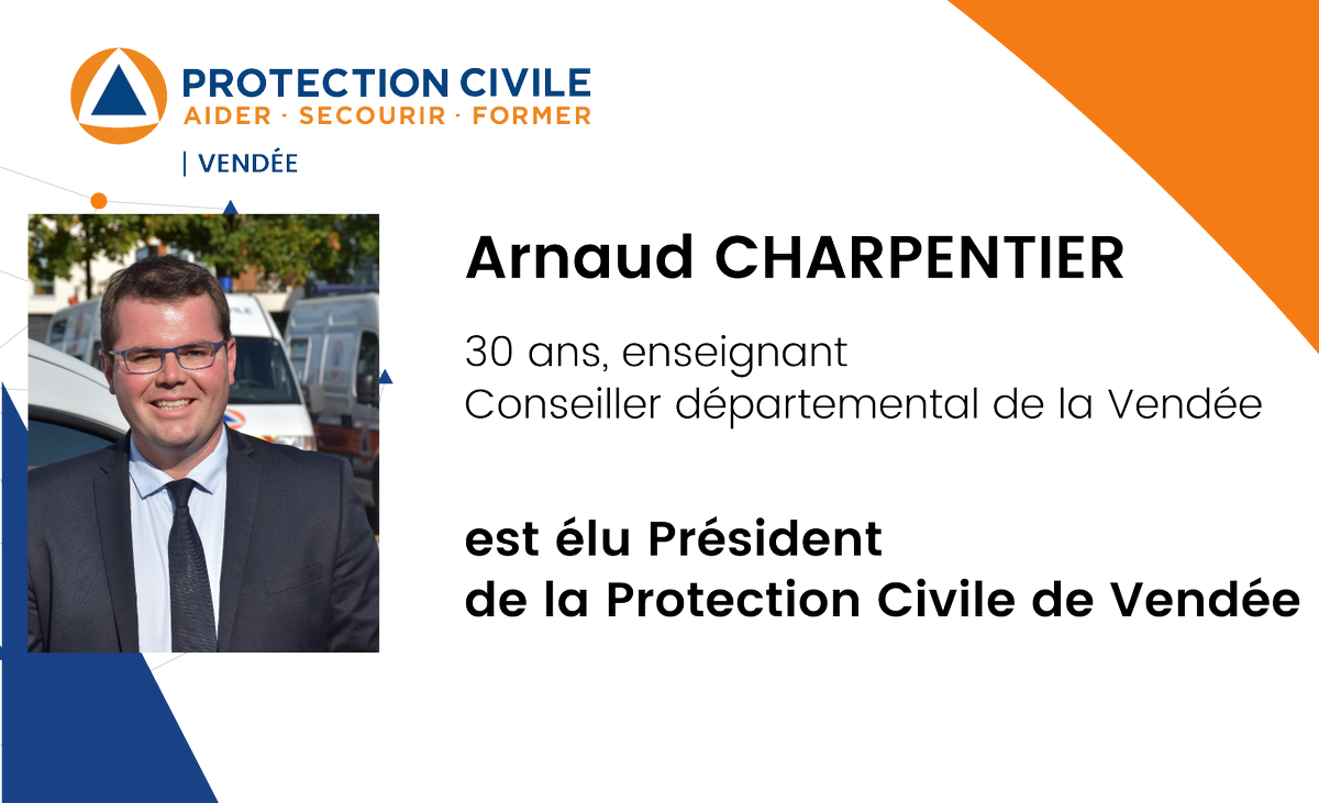 protec85's tweet photo. #AGProtec85 Arnaud CHARPENTIER est élu Président de la Protection Civile de Vendée ! cc @acharpentier85 @DepVendee https://t.co/Ps6jnJpBed