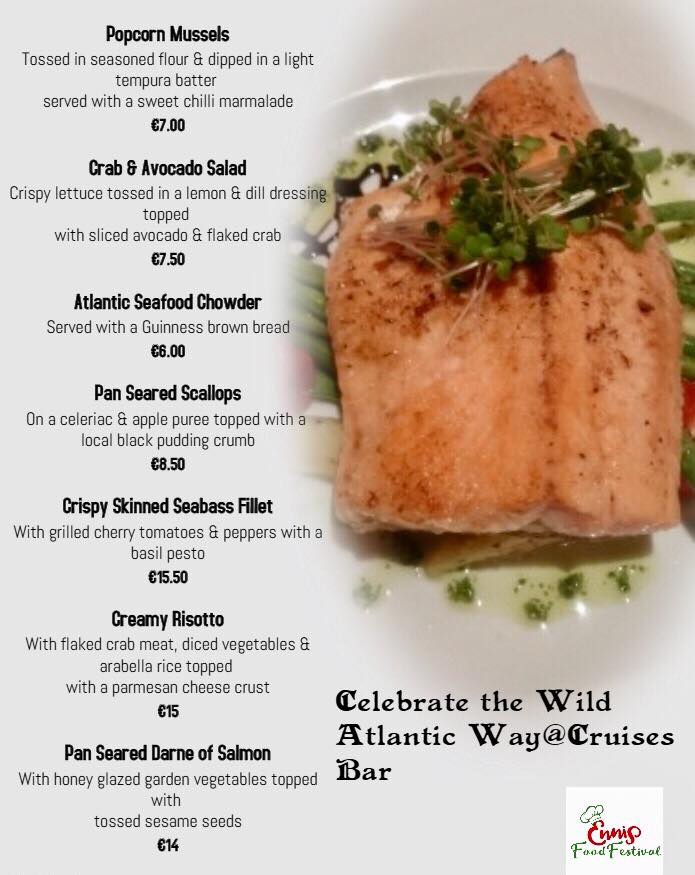 Cruises Bar Seafood and Shellfish Menu for <a href="/EnnisFoodFest/">Ennis Food Festival</a> 😍
Food Served 12pm-9.30pm All Weekend 🍤🥘🥂