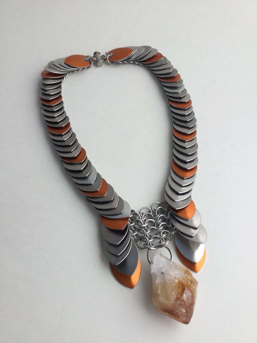 randomjewelry's tweet photo. Orange and Silver Scale Necklace with Citrine Pendant |… https://t.co/HDPwq35xzV #RandomJewelry #ChainmailleNecklace https://t.co/siXD3hCmKl