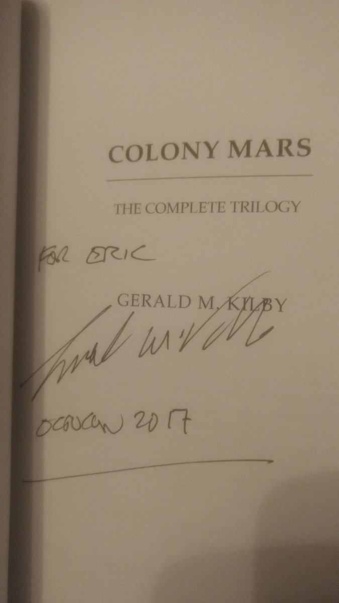 EricGallagher10's tweet photo. Finally reading Colony Mars, after a busy week. Fast paced and immersive story, it's great. Gifted at #Octocon2017.  Thanks @geraldmkilby https://t.co/eQVLG6T14K