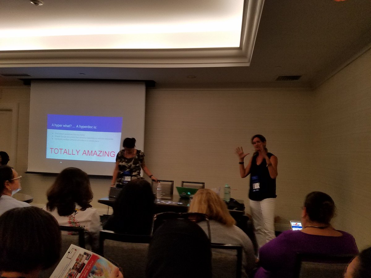 cchavez00's tweet photo. Carolina and Kelly's last session of the day about G Suite was amazing, just like their hyperdocs at #FFLA2017 https://t.co/zejF8T0hHj