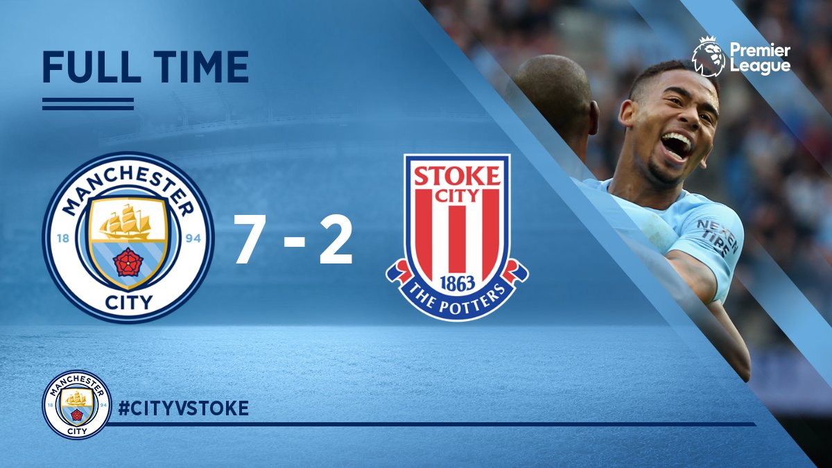 ManCity's tweet photo. FULL-TIME: Aaaaand breathe! What a win for City! 7-2 it's finished at the Etihad! #mancity https://t.co/mohAKgAd67