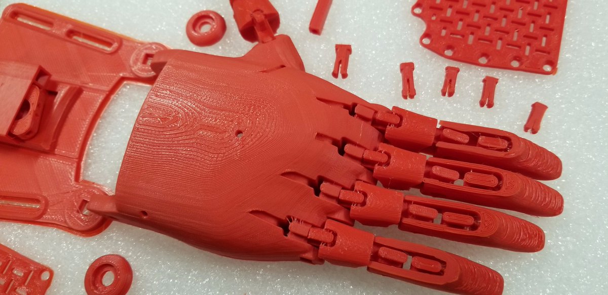 MakeHaven's tweet photo. Getting our 3d printed hand parts ready to send in for the @handchallenge's newest project, a Hand-a-Thon build event. https://t.co/Hc5NWDki6P