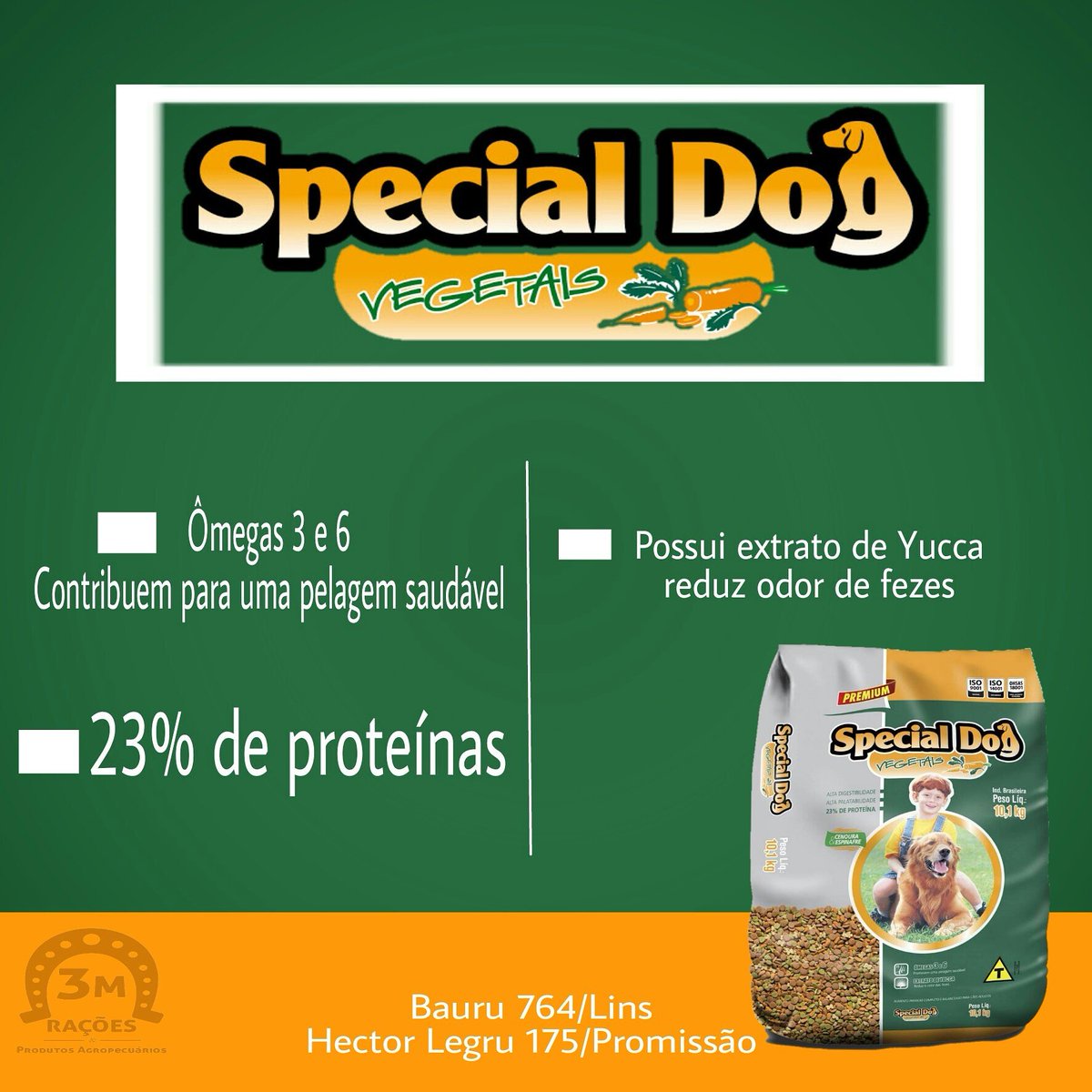 3mracoes's tweet photo. SPECIAL DOG VEGETAIS
Alimento diferenciado com pressença de cenoura e espinafre, oferece alta palatabilidade e digestibilidade aos cães. https://t.co/eNFSe0Zika