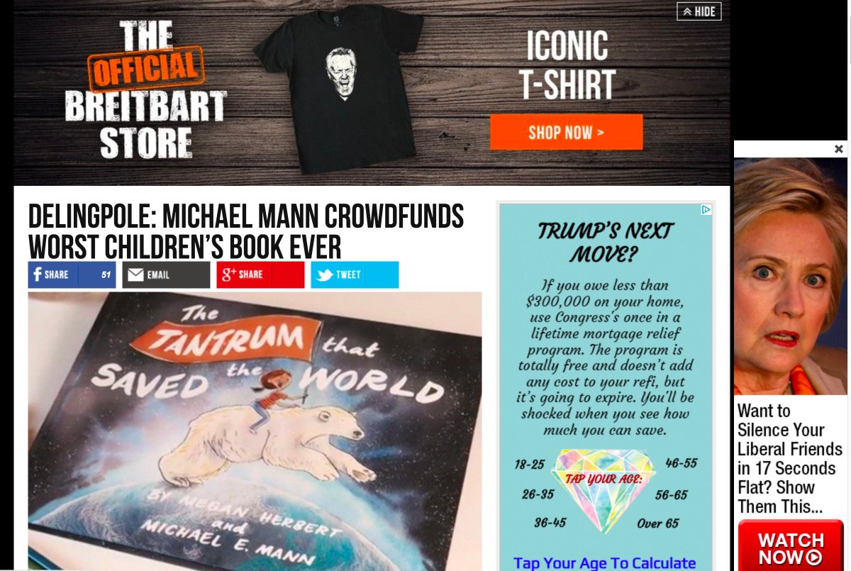 MichaelEMann's tweet image. Attacked by Breitbart! Must be doing something right 😉
Please support "Tantrum That Saved The World" @KickStarter: kickstarter.com/projects/world…