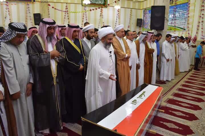 مكتب ممثّلية المرجعيّة الدّينيّة العُليا، يقيم الصَّلَاة على جثمان العقيد الشّهيد منعم الدّوسري أحد أبناء أخواننا السُّنة
الله يرحمك يابطل