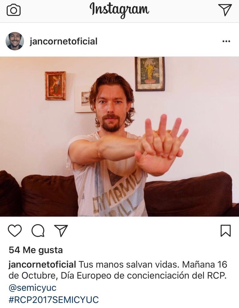 Gracias #JanCornet por tu apoyo al Día Europeo de Concienciación para Resucitación Cardiopulmonar 16 oct #RCP2017SEMICYUC #restartaheart