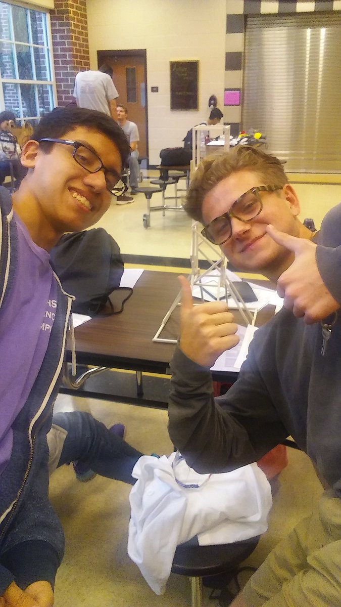 ECHSciOly's tweet photo. Gerardo and Lucas with their tower https://t.co/RVT2lC4Xl4